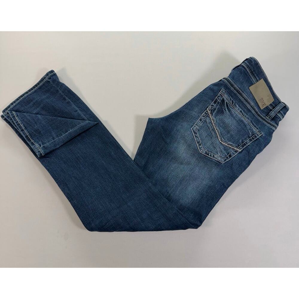 BKE Jake Straight Mens 34x32 Medium Wash Straight Leg Jeans Distressed Denim